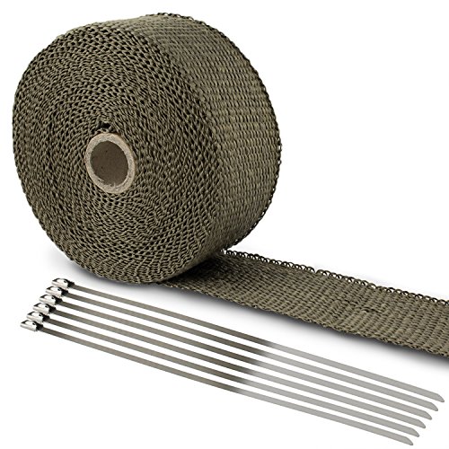 LIHAO Hitzeschutzband Basaltfaser Auspuffband 10M mit Kabelbinder für Fächerkrümmer Thermoband Krümmerband