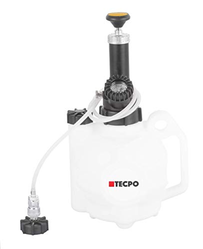 TECPO 300120 Bremsen Entlüftungsgerät 4 Liter + 1 Liter Auffangflasche Bremsenentlüfter Set Bremsflüssigkeit Wechsel mit E20 Adapter Euro Schnellkupplung